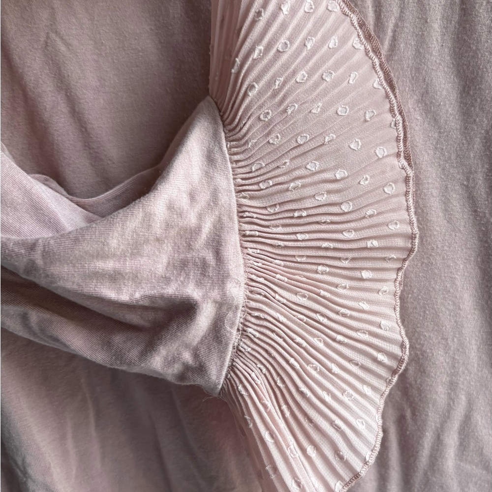 Elegant Blush Long Sleeve Top with Ruffle Cuffs - Picture 4 of 5